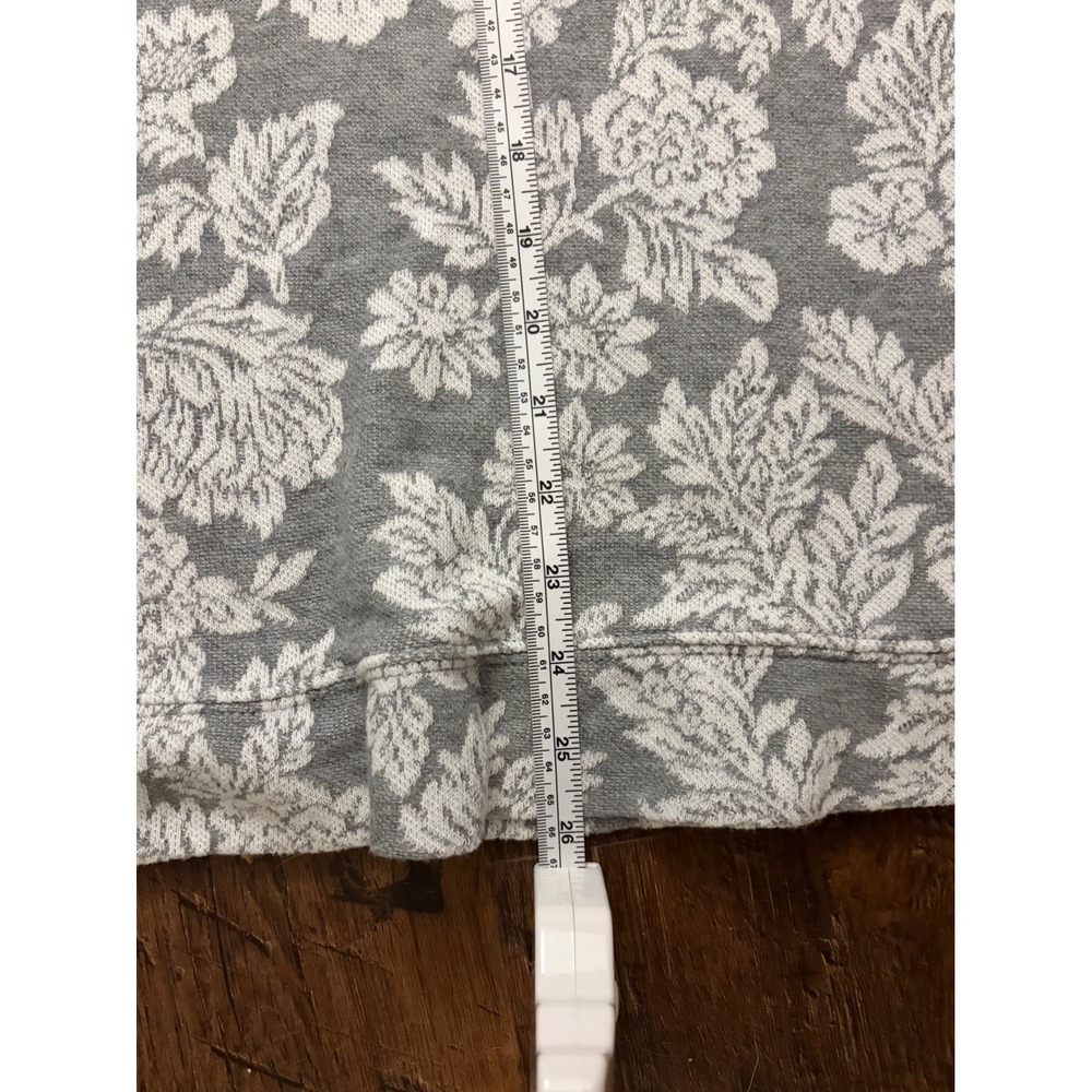 Ellen Tracy Heather Grey White Floral Jacquard Knit Sweatshirt Top XL Romantic - Picture 4 of 6